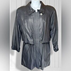Vintage Black Leather Trench Coat Matrix Goth